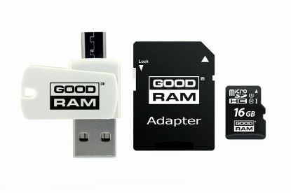  Зображення Картка пам'ятi GOODRAM 16Gb (class10) UHS I + Adapter + CardReader 